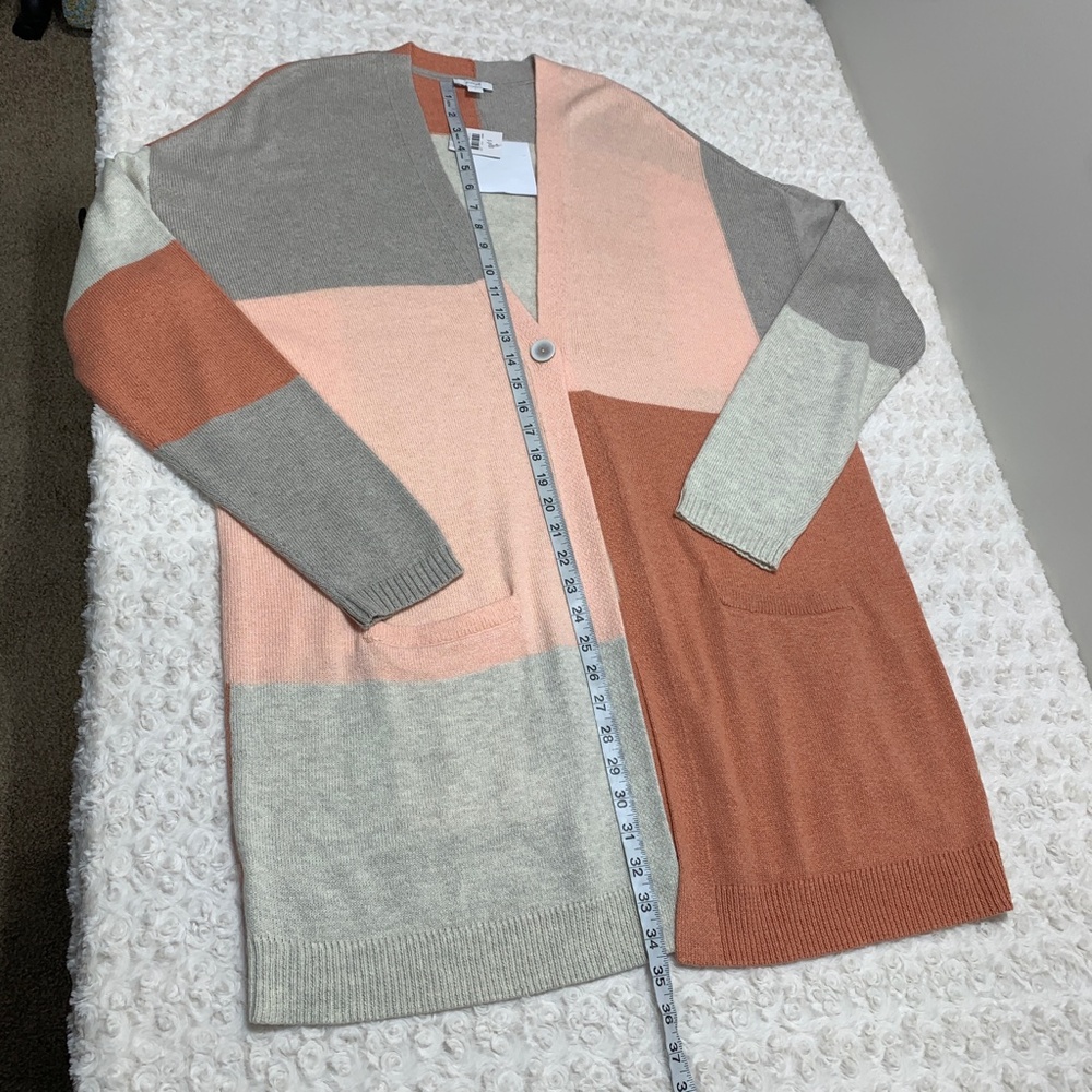 J. Jill Pure Jill Patchwork Color-Block Longline Cardigan Cotton Blend Sz L - Picture 11 of 11